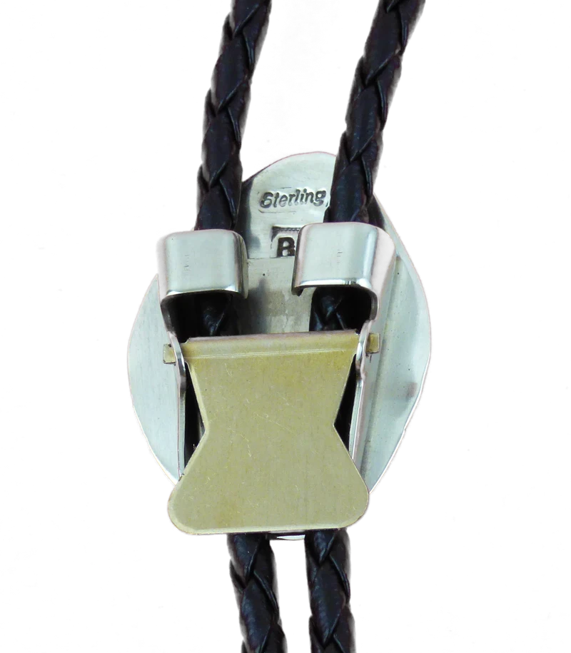 Bolo Tie 925er Silber mit Lederkordel und Silberspitzen Bärentatze mit Türkis