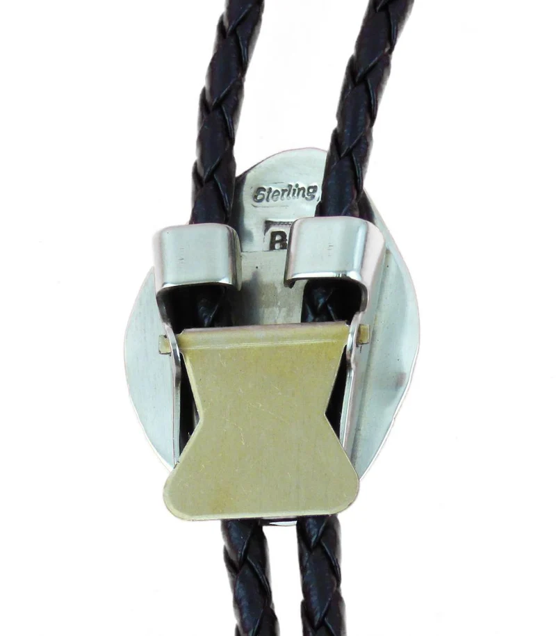 Bolo Tie 925er Silber mit Lederkordel und Silberspitzen Bärentatze mit Türkis