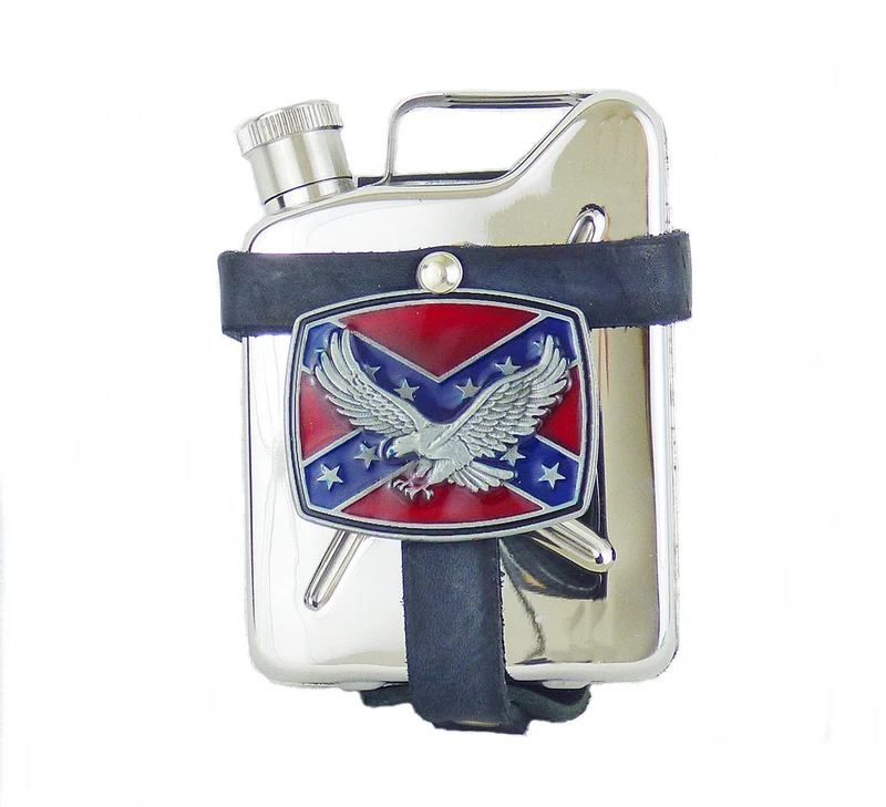 Flachmann Taschenflasche Kanister Edelstahl in Gürteltasche Südstaaten Adler