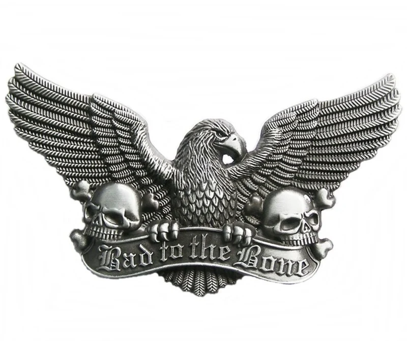 Gürtelschnalle Buckle Bad to the Bone, Biker, Totenkopf, Skull, Adler