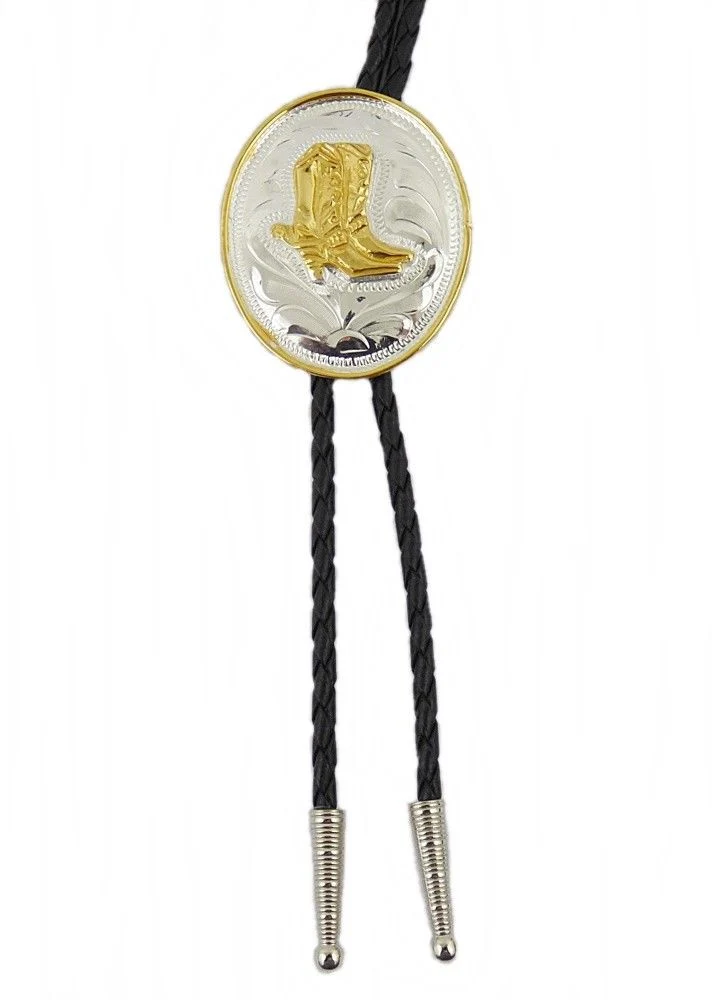 Bolo Tie Westernkrawatte Lederkordel German Silver Cowboystiefel
