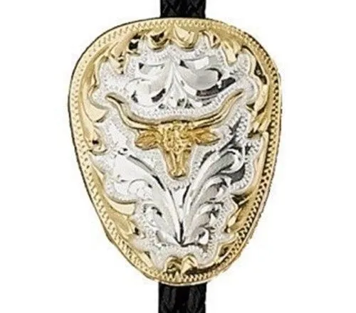 Bolo Tie Westernkrawatte Lederkordel German Silver Longhorn