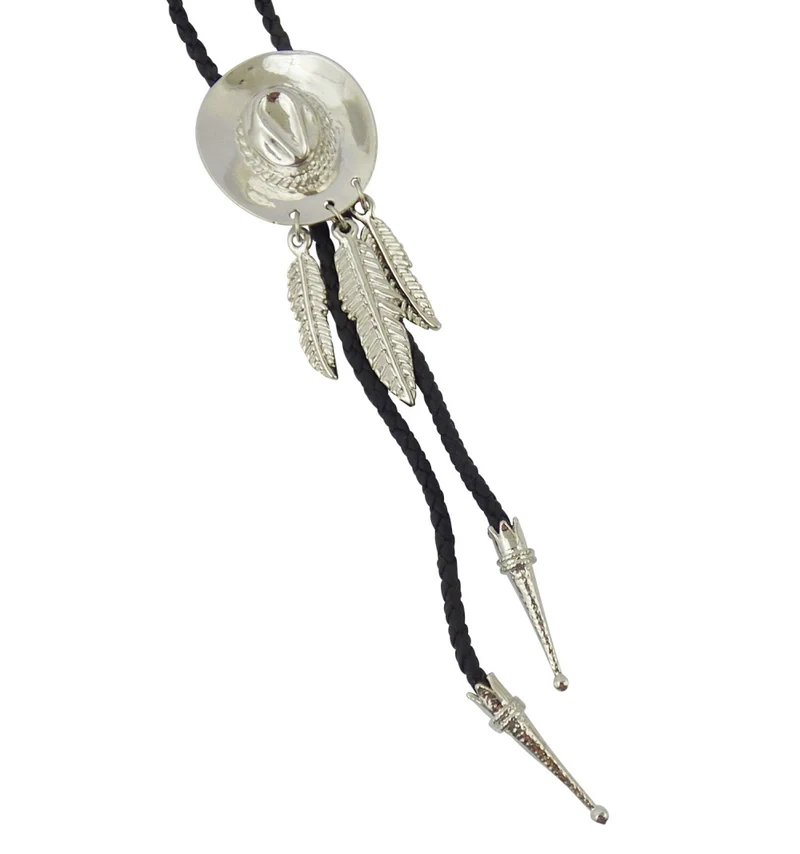 Bolo Tie Westernkrawatte Cowboyhut mit Federn Line Dance