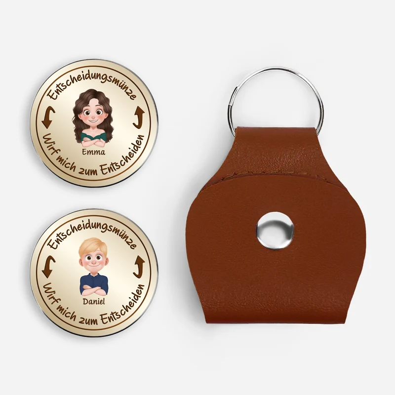 Entscheidungsmünze Wirf Mich Zum Entscheiden - Personalisierte Paar Geschenke | Pocket Hug Schlüsselanhänger Foto