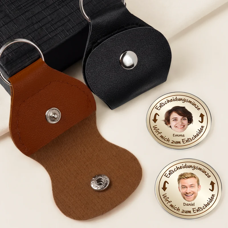 Entscheidungsmünze Wirf Mich Zum Entscheiden - Personalisierte Paar Geschenke | Pocket Hug Schlüsselanhänger Foto