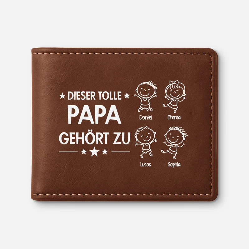 Dieser Tolle Papa Gehört Zu - Personalisiertes Geschenk | Portemonnaie Herren Papa Opa Stickmen
