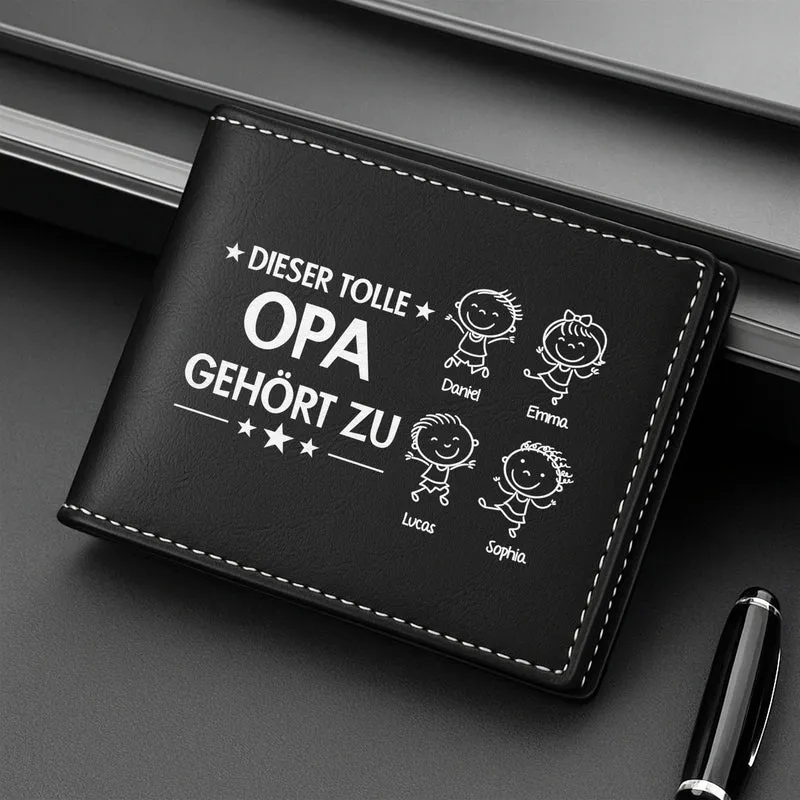 Dieser Tolle Papa Gehört Zu - Personalisiertes Geschenk | Portemonnaie Herren Papa Opa Stickmen