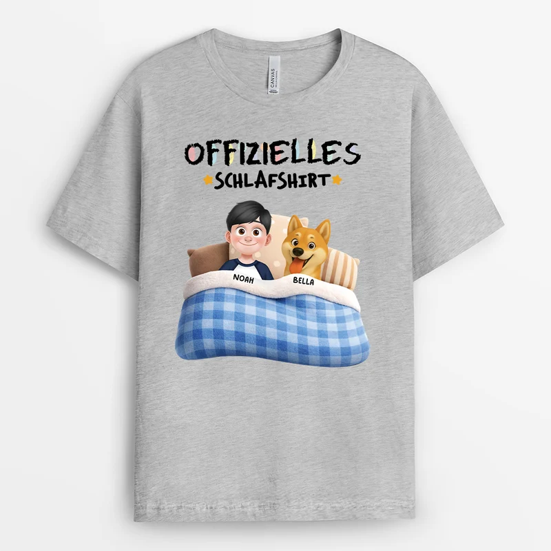 Offizielles Schlafshirt Katze - Personalisiertes Geschenk | Hunde Katzen T Shirt Weiß