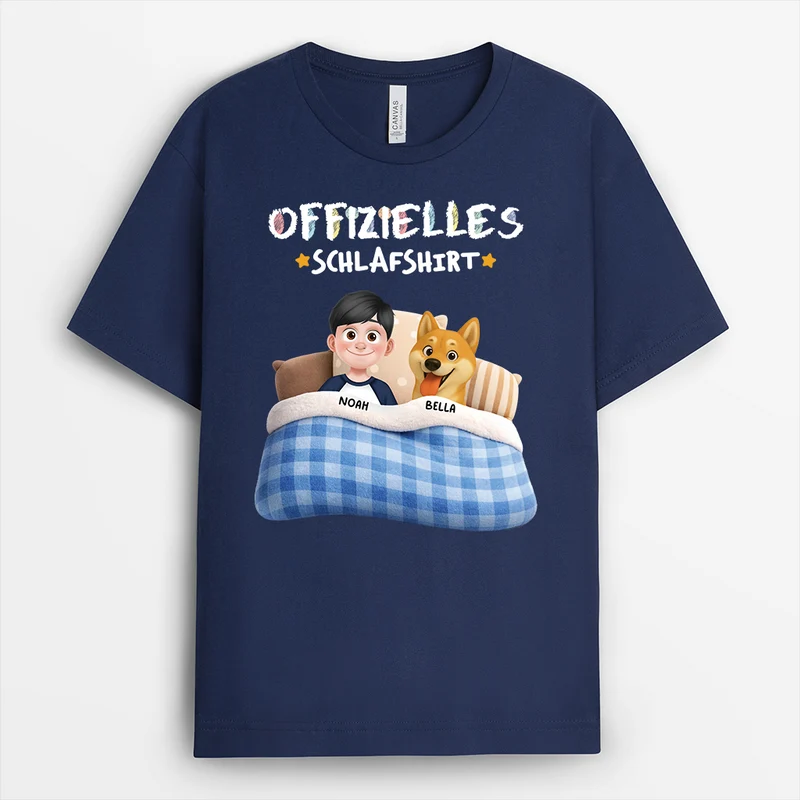 Offizielles Schlafshirt Hund - Personalisiertes Geschenk | T Shirt Hund Katze Schwarz