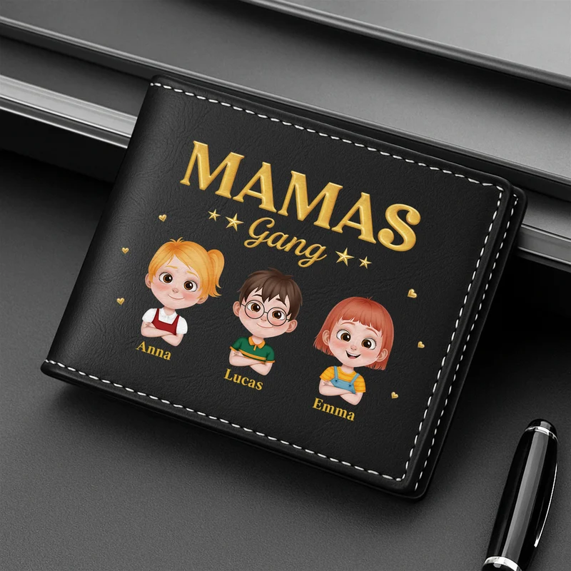 [3D-Optik] Papas Gang - Personalisierte Geschenke Herren | Portemonnaie Papa/Opa Cartoon Weltkatrte