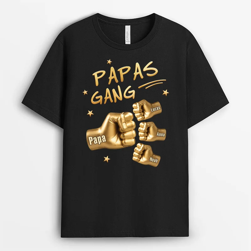 [3D-Optik] Papas Gang - Personalisiertes Geschenk | Opa Papa Shirt Faust Gold
