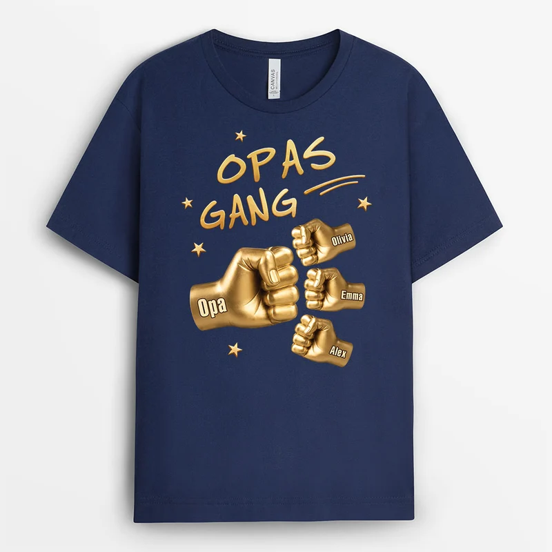 [3D-Optik] Papas Gang - Personalisiertes Geschenk | Opa Papa Shirt Faust Gold