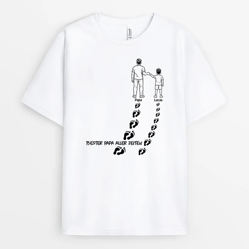 Bester Papa Aller Zeiten - Personalisiertes Geschenk | Papa Shirt Faust Schuhabdruck Basic