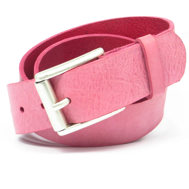 Ledergürtel 4 cm breit pink Rindsleder