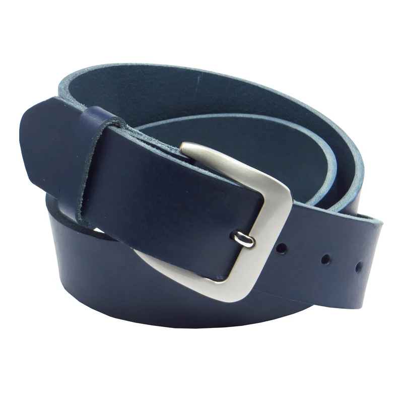 Ledergürtel 4 cm breit dunkelblau Rindsleder