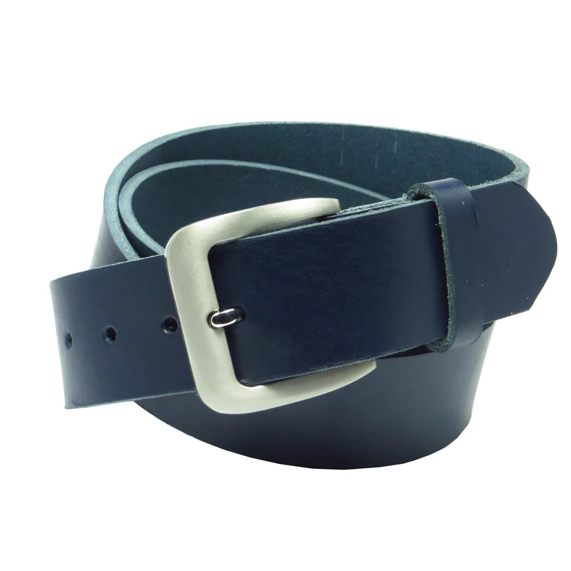 Ledergürtel 4 cm breit dunkelblau Rindsleder