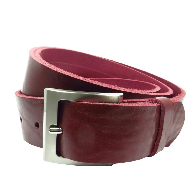Ledergürtel 4 cm breit bordeaux rot Rindsleder