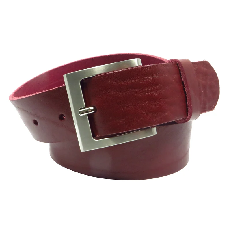 Ledergürtel 4 cm breit bordeaux rot Rindsleder