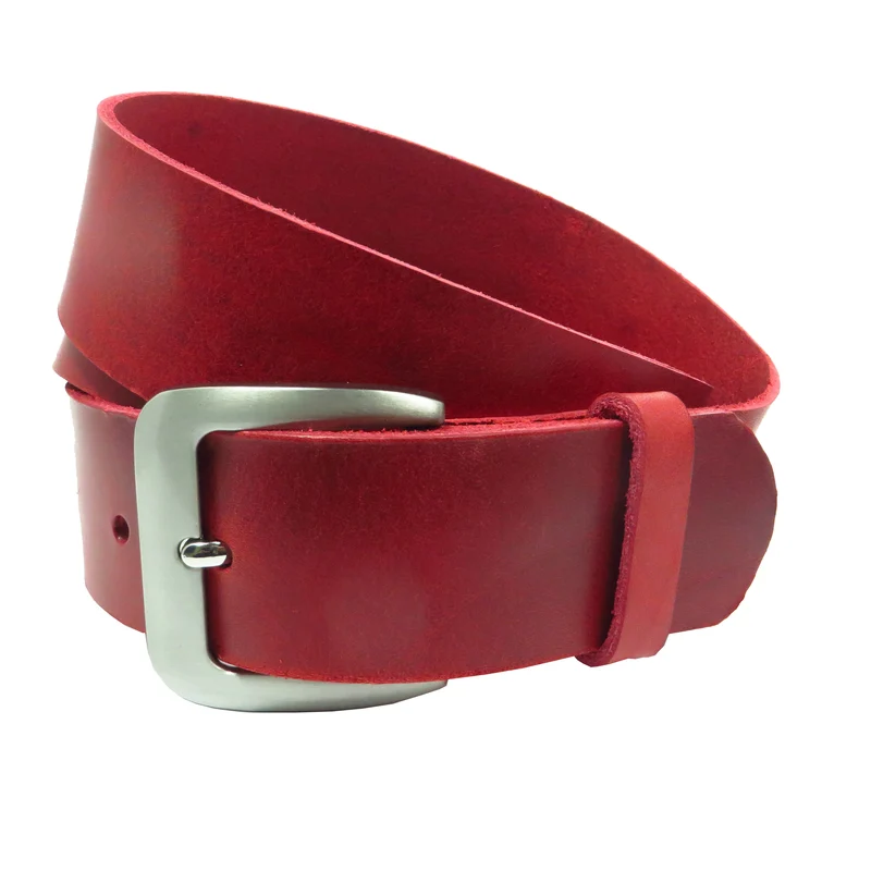 Ledergürtel 4 cm breit rot Rindsleder