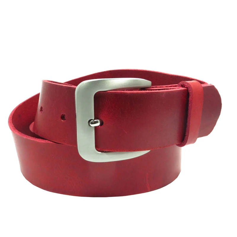 Ledergürtel 4 cm breit rot Rindsleder