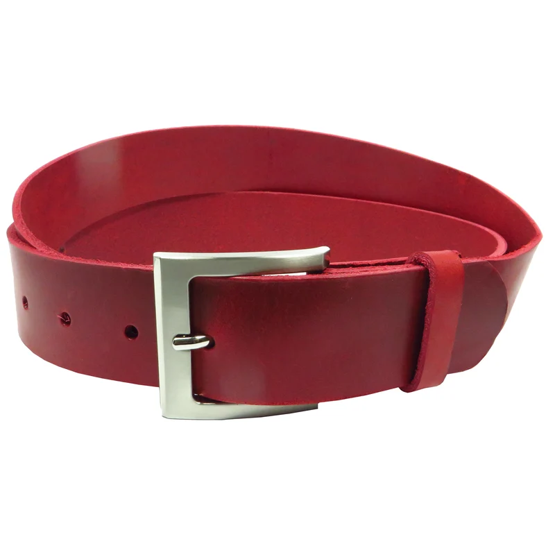Ledergürtel 4 cm breit rot Rindsleder