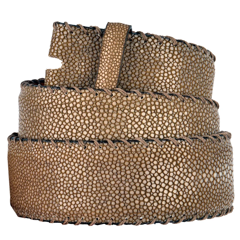 Reptile's House Rochenledergürtel in Beige/Braun
