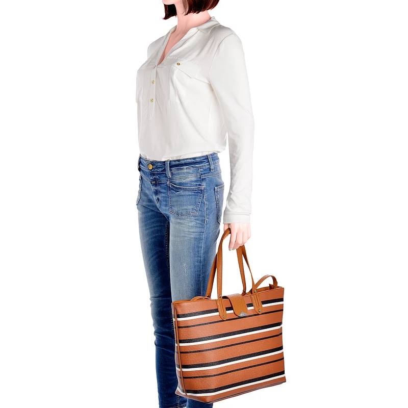 LIU JO Shopper New Kos in Cognac gestreift