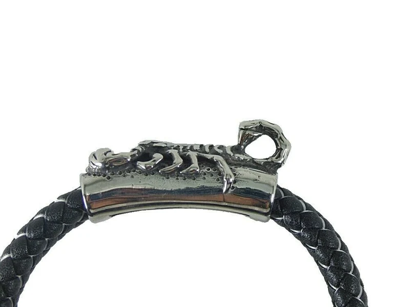 Stabiles Lederarmband geflochten mit Skorpion aus Edelstahl