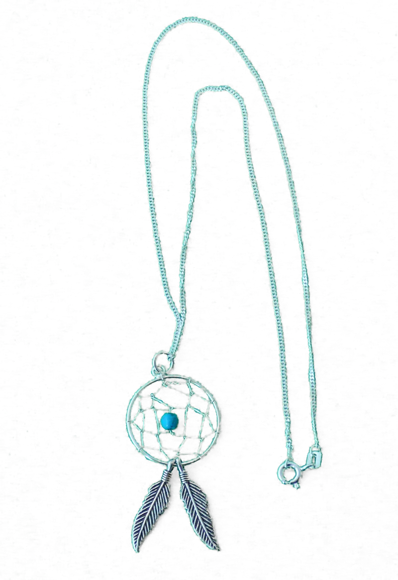 Kette mit Anhänger Traumfänger 2 Federn Traumfängerkette 925er Silber
