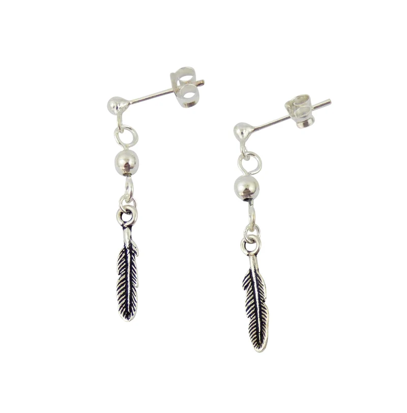 Ohrringe Ohrhänger Indianerschmuck Federn 925er Sterling Silber