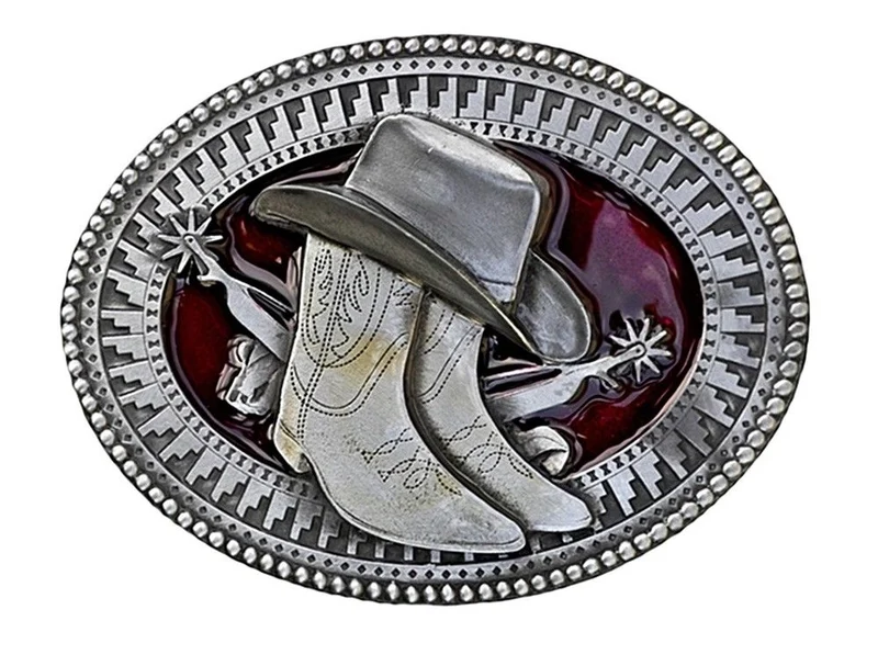 Gürtelschnalle Buckle f. Wechselgürtel Lizensiert Tanside Cowboyhut und Stiefel