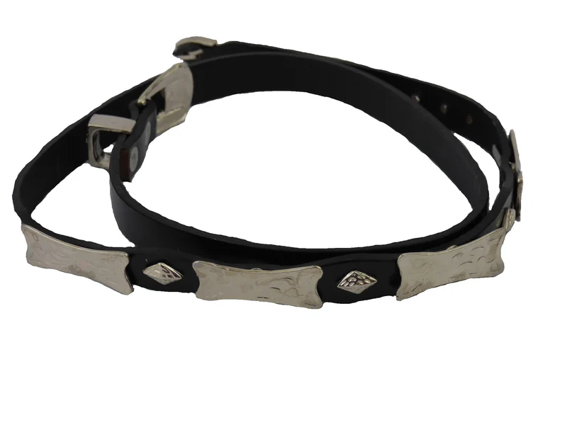 Western Hutband aus Leder mit Ziernieten schwarz