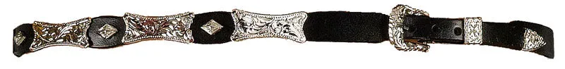 Western Hutband aus Leder mit Ziernieten schwarz