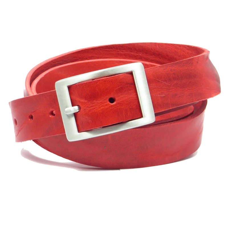 Ledergürtel 3 cm breit rot Rindsleder