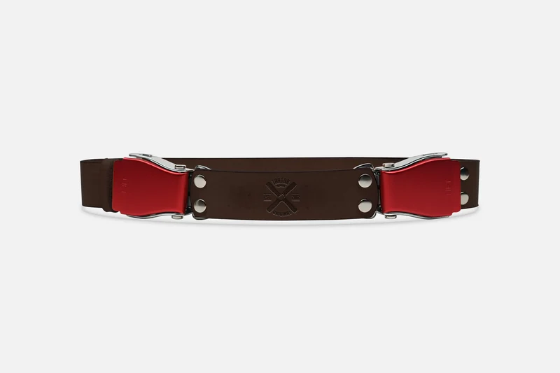 2-SCHNALLENGÜRTEL STANDARD DARKBROWN/LACHSROT