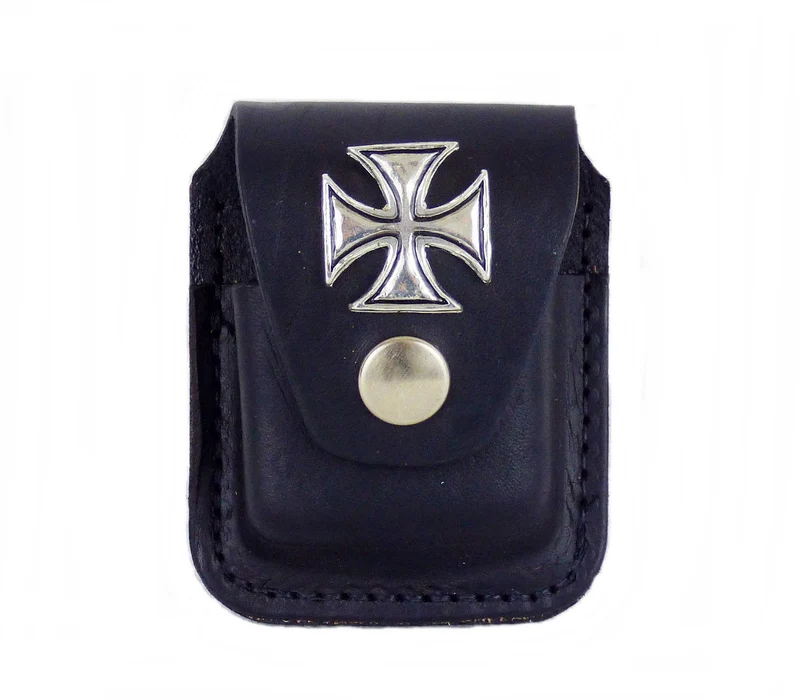 Gürteltasche für Feuerzeug Sturmfeuerzeug Echt Leder Gürtel Eisernes Kreuz