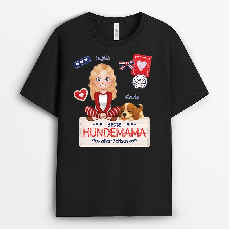 Beste Hundemama Der Welt - Personalisierte Hunde Geschenke | T Shirt Strick-Optik