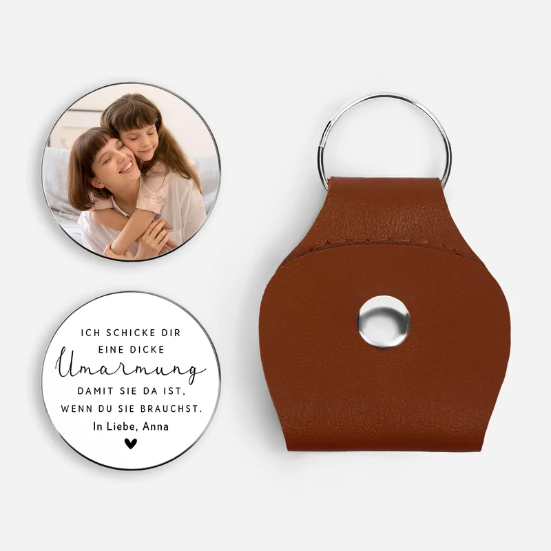 Ich Schicke Dir Eine Dicke Umarmung - Personalisierte Geschenke Foto | Pocket Hug Schlüsselanhänger Papa Mama