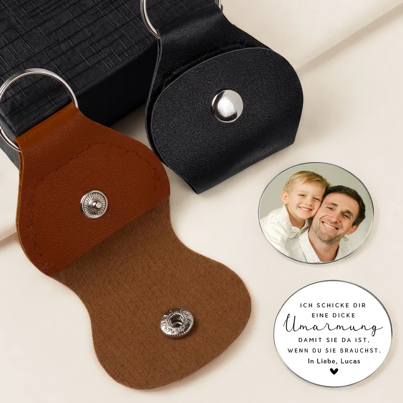 Ich Schicke Dir Eine Dicke Umarmung - Personalisierte Geschenke Foto | Pocket Hug Schlüsselanhänger Papa Mama
