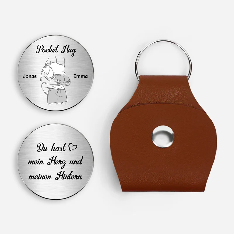 Du Hast Mein Herz Und Meinen Hintern - Personalisierte Paar Geschenke | Pocket Hug Schlüsselanhänger