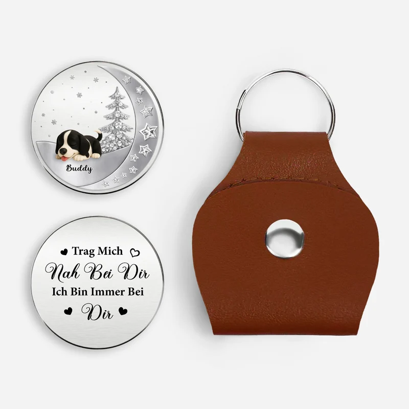Trag Mich Nah Bei Dir Ich Bin Immer Bei Dir - Personalisierte Trauergeschenke | Pocket Hug Schlüsselanhänger Foto Hund