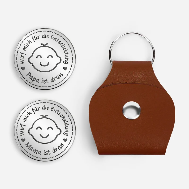 Entscheidungsmünze Wirf Mich Zum Entscheiden - Personalisierte Geschenke Foto | Pocket Hug Schlüsselanhänger Papa Mama