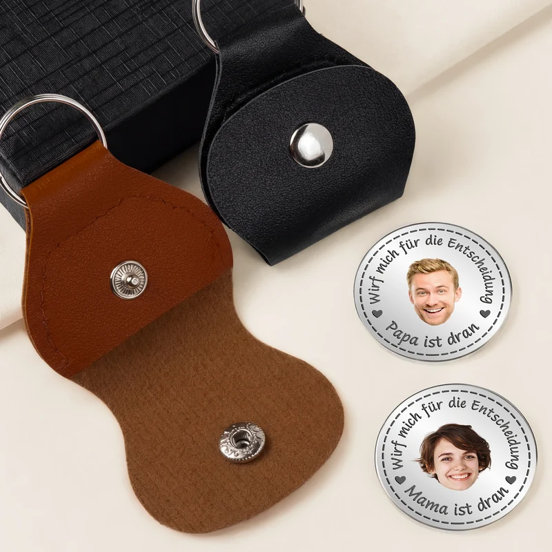 Entscheidungsmünze Wirf Mich Zum Entscheiden - Personalisierte Geschenke Foto | Pocket Hug Schlüsselanhänger Papa Mama