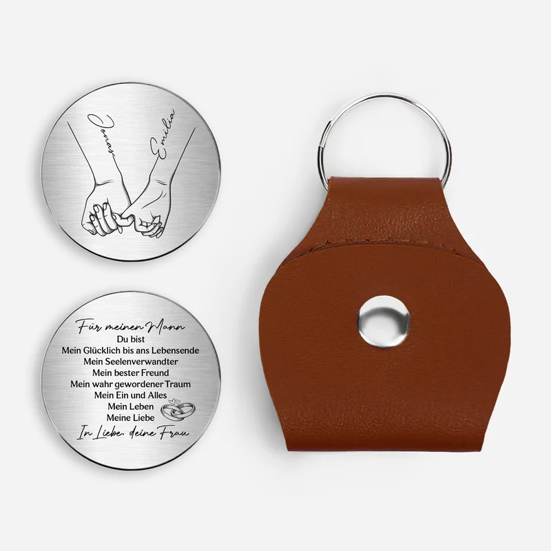 Vom Ersten Kuss Bis In Den Tod - Personalisierte Paar Geschenke | Pocket Hug Schlüsselanhänger