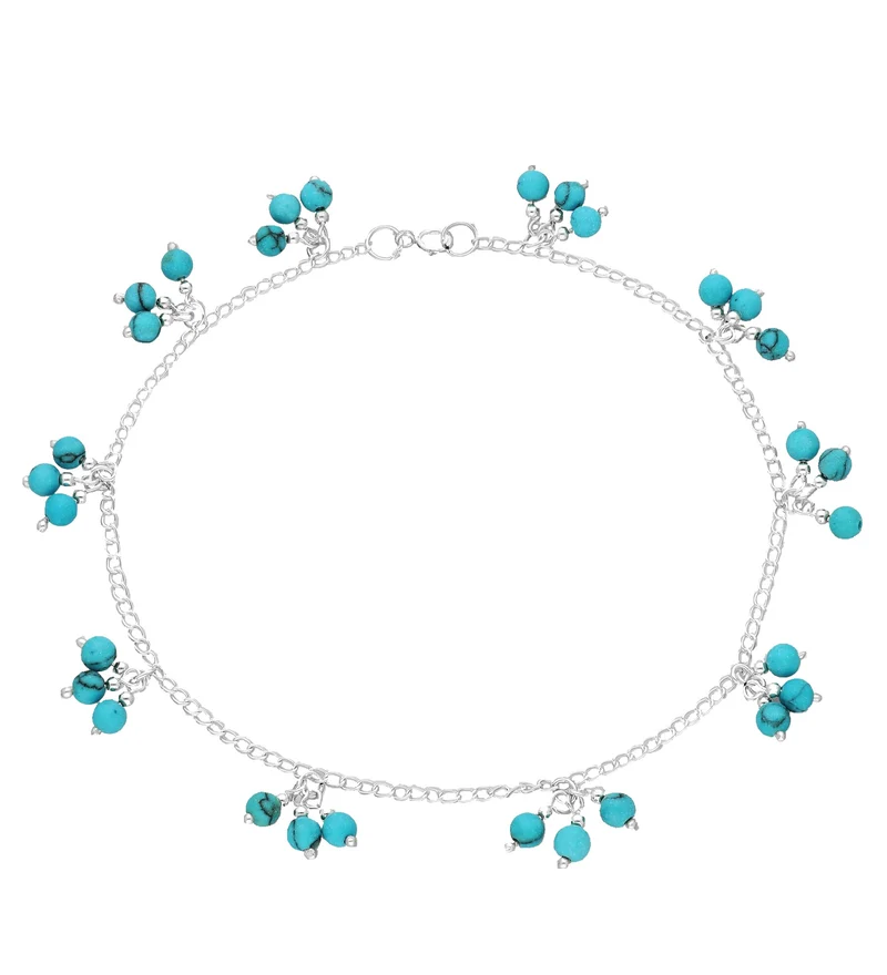 Fußkette Fußkettchen Türkisperlen 925er Sterling Silber