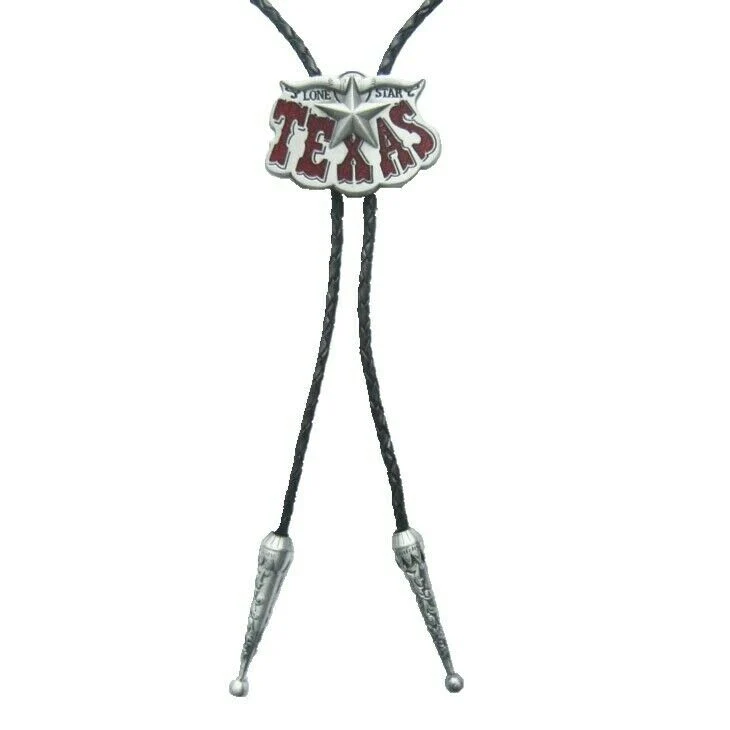 Bolo Tie Westernkrawatte Texas Lone Lederkordel verstellbar mit Clip