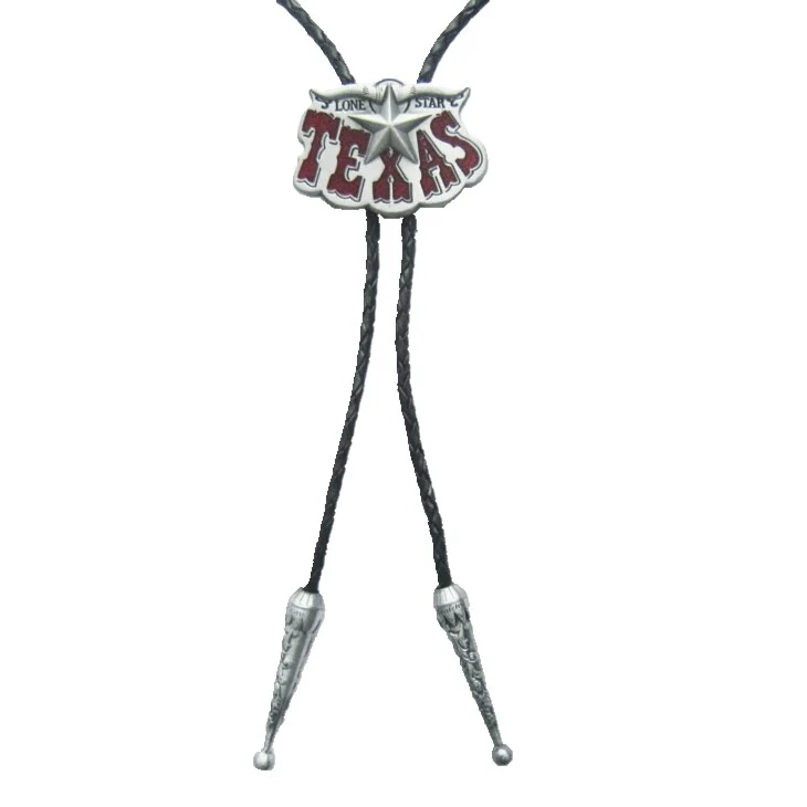 Bolo Tie Westernkrawatte Texas Lone Lederkordel verstellbar mit Clip