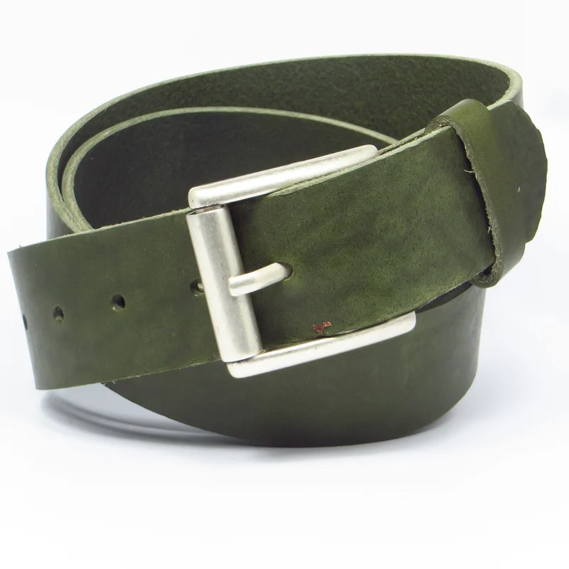 Ledergürtel 4 cm breit grün Rindsleder