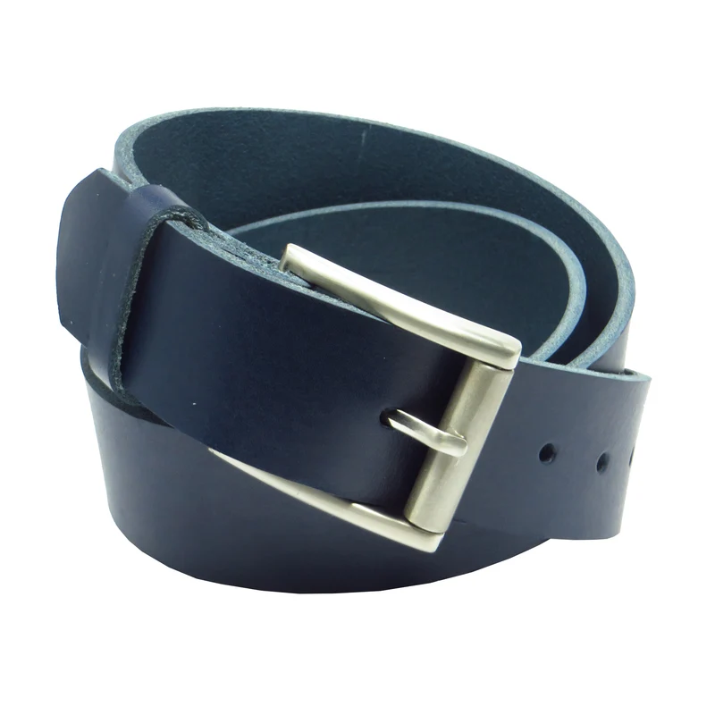 Ledergürtel 4 cm breit dunkelblau Rindsleder