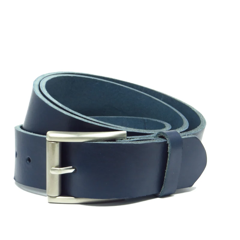 Ledergürtel 4 cm breit dunkelblau Rindsleder